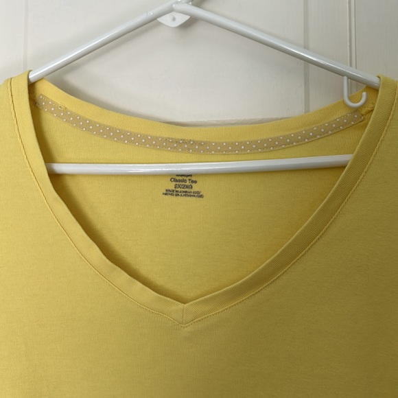 St John's Bay Woman Yellow 2X V Neck Classic Tee Shirt - Picture 5 of 5